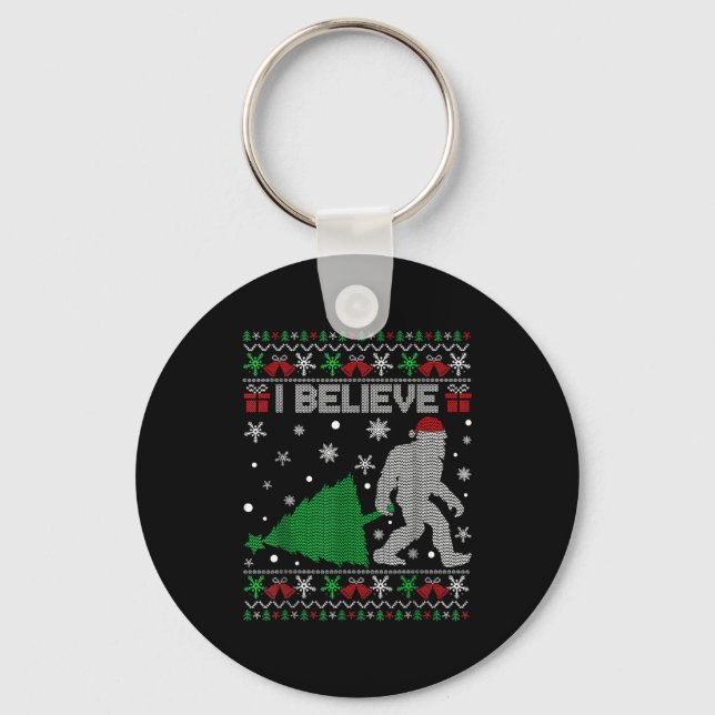 Porte-clés I Believe Big Foot Sasquatch Christmas  (Recto)