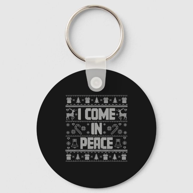 Porte-clés I Come In Peace Couple Matching Ugly Christmas Swe (Recto)