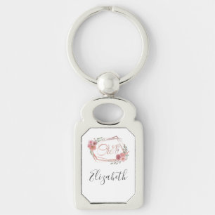 Porte-clés I Do Crew Rose Floral Blush Fleurs Rose Vert