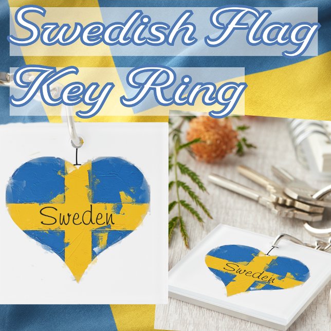 Porte-clés I Heart Suède Drapeau suédois (I Heart Sweden Swedish Flag Key Ring)