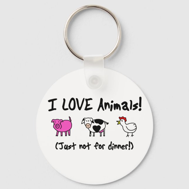 Porte-clés I Love Animaux Végétarien (Recto)