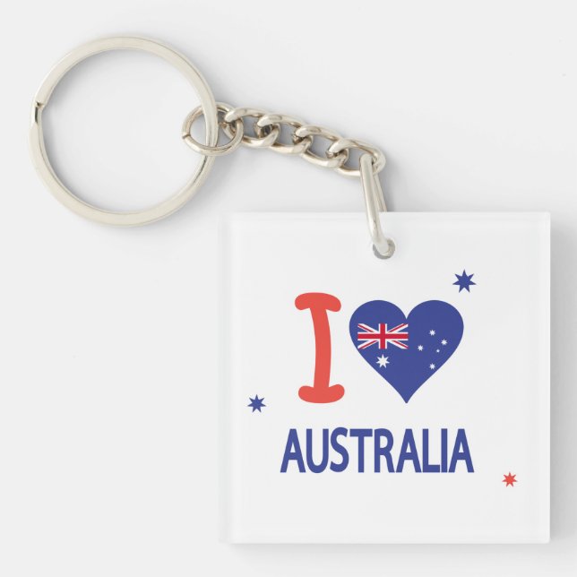 Porte-clés "I LOVE AUSTRALIA" Australia Day 26 janvier (Devant)
