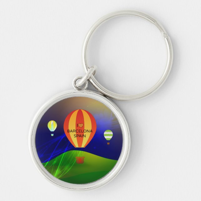 Porte-clés I Love Barcelona Espagne Hot Air Balloon (Devant)
