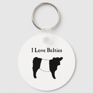 Porte-clés I Love Belties - Black White Belt Galloway Cows