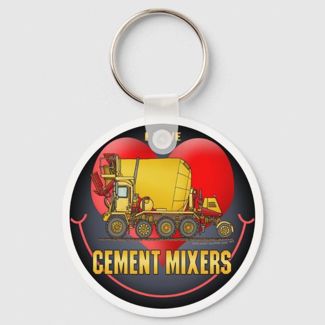 Porte-clés I Love Cement Mixer Trucer Porte - clé (Recto)