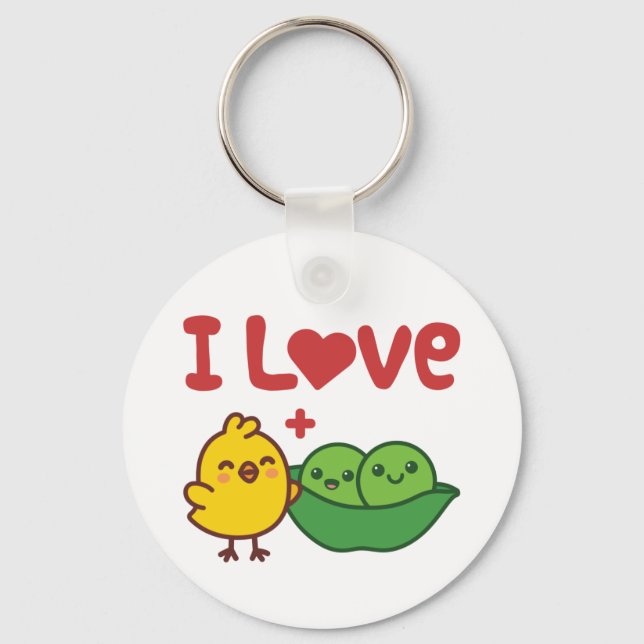 Porte-clés I Love Chickpeas Hummus Kawaii (Recto)