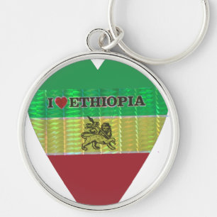 Porte-clés I Love Heart Ethiopie : Drapeau Art Motif