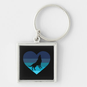 Porte-clés I Love Howling Wolves Retro Heart