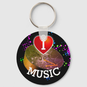 Porte-clés I Love Music with Heart and Pan   Arrière - plan n