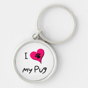 Porte-clés I Love My Black Carlin Empreinte de patte sur le c