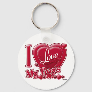 Porte-clés I Love My Boys rouge - coeur