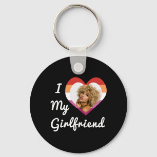 Porte-clés I Love My Girlfriend Lesbian Pride Photo personnal