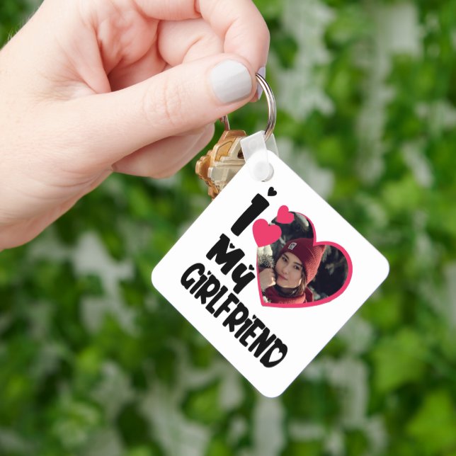Porte-clés I Love My Girlfriend Photo personnalisée (main)