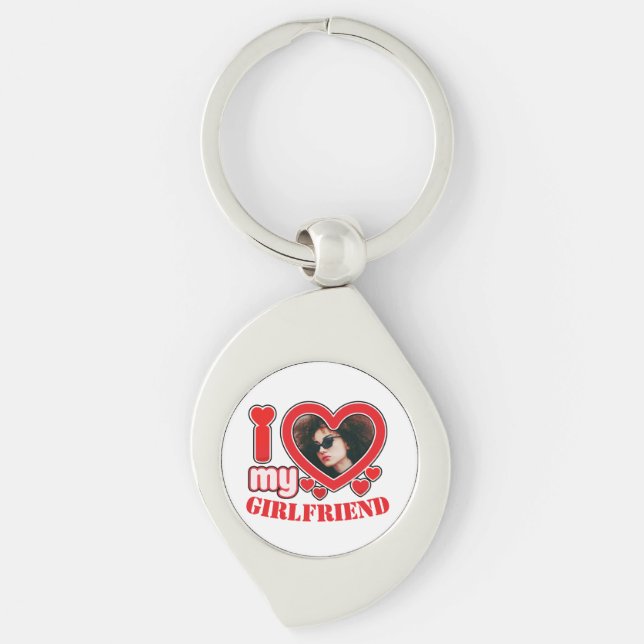 Porte-clés I Love My Girlfriend Photo Texte personnalisé (Devant)