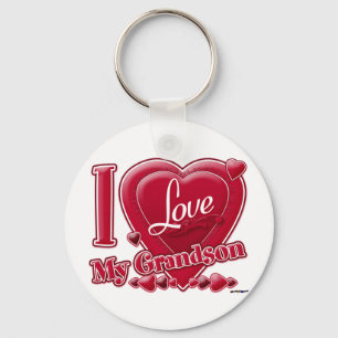 Porte-clés I Love My Grandson rouge - coeur