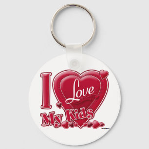 Porte-clés I Love My Kids rouge - coeur