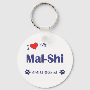 Porte-clés I Love My Mal-Shi (Male Dog)