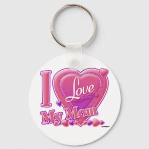 Porte-clés I Love My Mom rose/violet - coeur