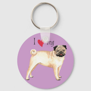 Porte-clés I Love my Pug