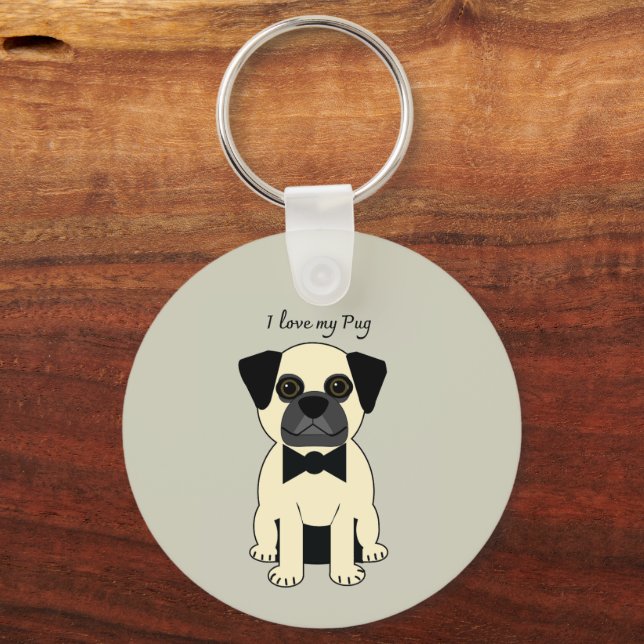 Porte-clés I Love My Pug (Recto)