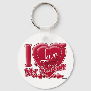 Porte-clés I Love My Soldier rouge - coeur