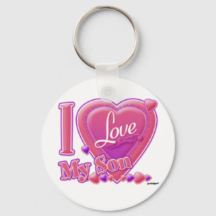 Porte-clés I Love My Son rose/violet - coeur