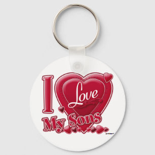 Porte-clés I Love My Sons rouge - coeur
