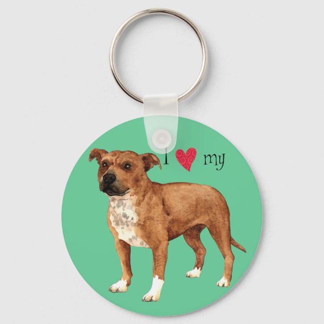 Porte-clés I Love my Staffordshire Terrier (Recto)