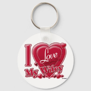 Porte-clés I Love My Wifey rouge - coeur