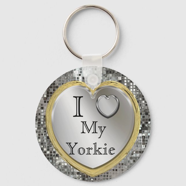 Porte-clés I Love My Yorkie Heart Keychain (Recto)