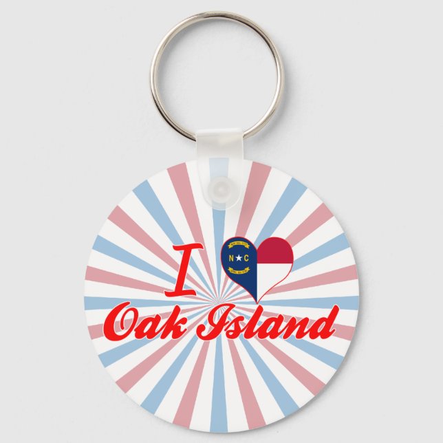 Porte-clés I Love Oak Island, Caroline du Nord (Recto)