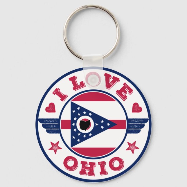 Porte-clés I Love Ohio State Drapeau et carte (Recto)