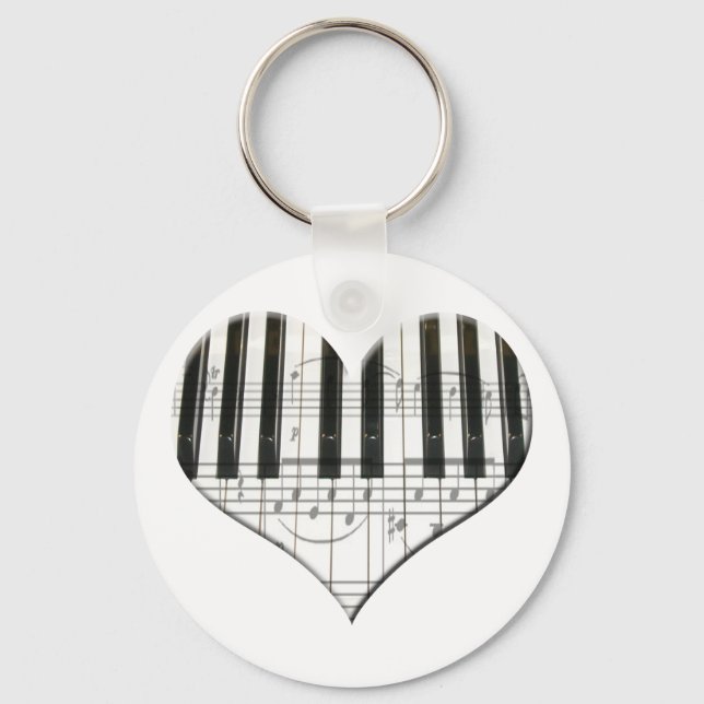 Porte-clés I Love Piano ou Organ Music Heart Clavier (Recto)