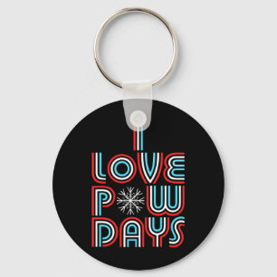 Porte-clés I Love Pow Days Snowboard Ski Retro Style