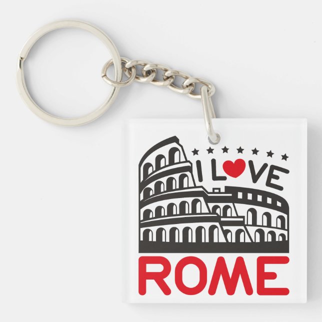 Porte-clés I Love Rome Italie Colisée Voyage (Devant)