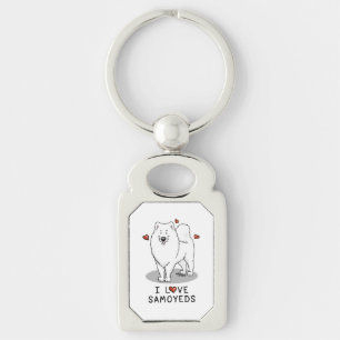 Porte-clés I Love Samoyeds - chien coeurs mignons Sammie