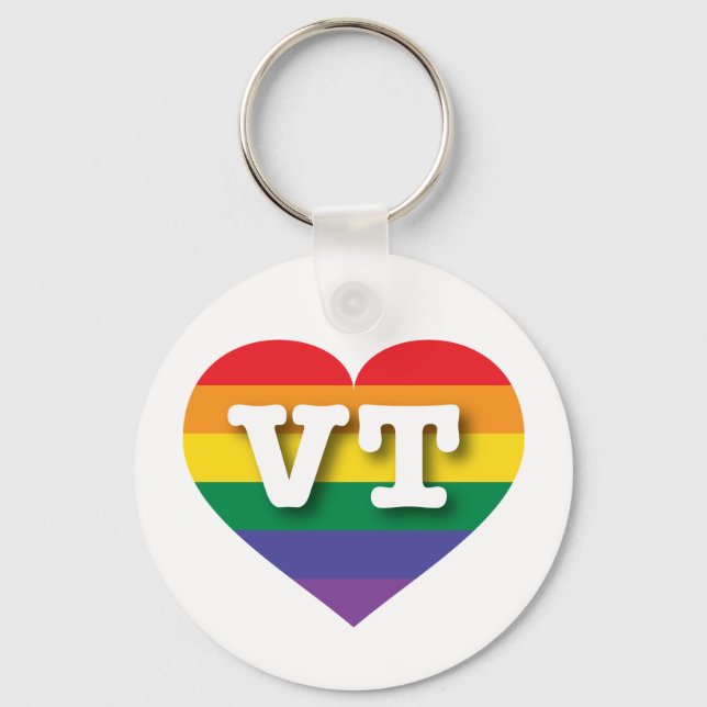 Porte-clés I Love Vermont Rainbow Heart (Recto)