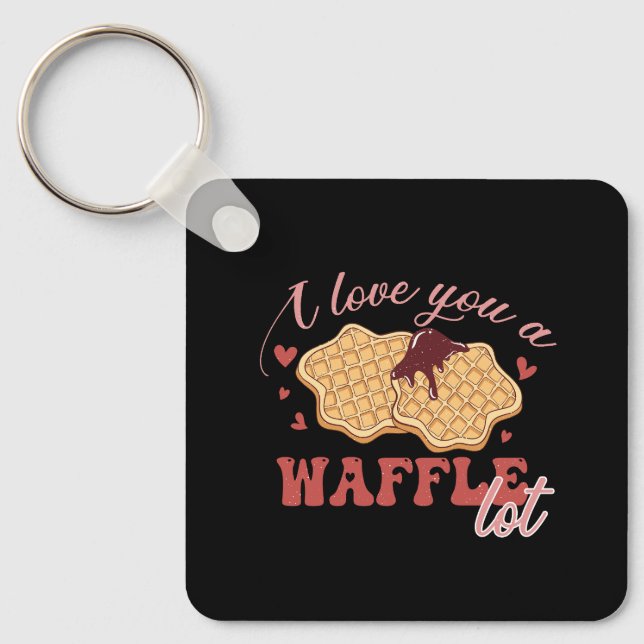 Porte-clés I Love You A Waffle Lot Photo personnalisée Valent (Recto)