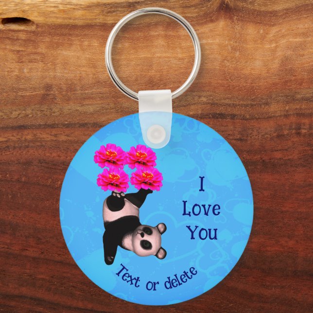 Porte-clés I Love You Panda Oear Flower Personnalisé (Recto)
