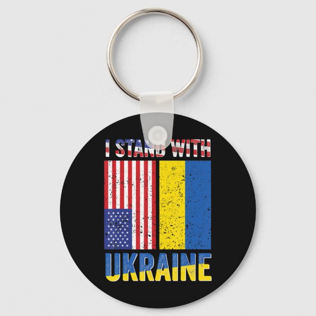 Porte-clés I Stand with Ukraine Support Ukrainian American US (Recto)