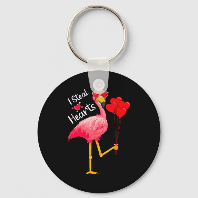 Porte-clés I Steal Hearts Funny Flamingo Lover Valentine's Da (Recto)