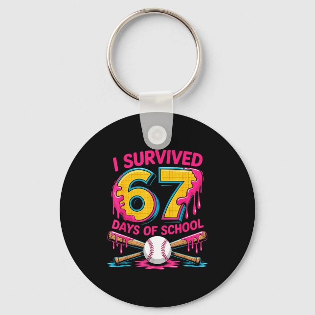 Porte-clés I Survived 67 Days Of School 67 Meme Baseball Ice  (Recto)