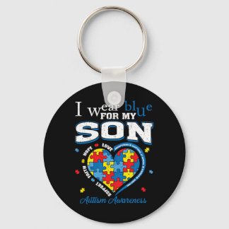 Porte-clés I Wear Blue For My Son Autism Awareness Maman Papa