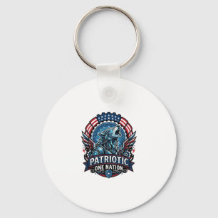 Porte-clés IA patriotique Liberté Loup Cyberpunk Avenir Liber