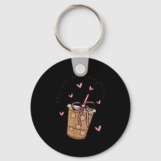 Porte-clés Iced Coffee Quote Saying Sarcastic Nk Girly Bow He (Recto)