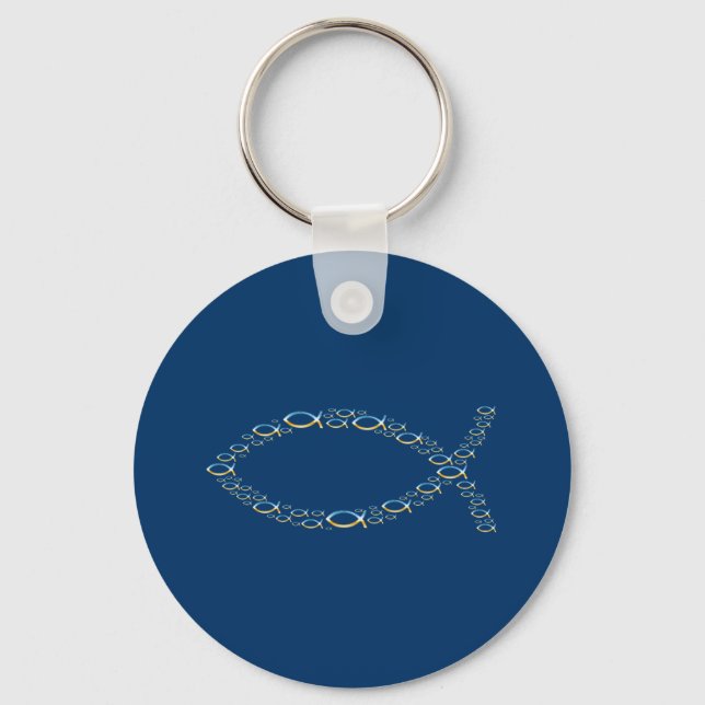 Porte-clés Ichthus - Symbole de poisson chrétien Ciel & Terre (Recto)