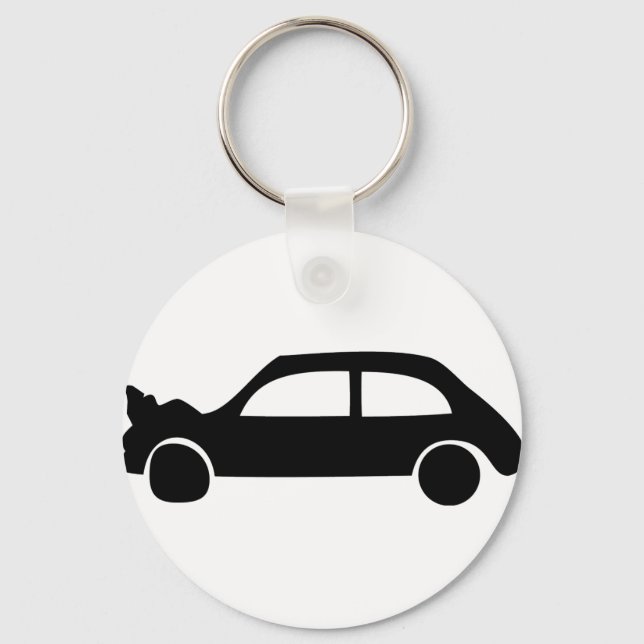 Porte-clés icône de voiture de crash noir (Recto)