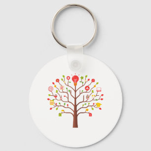 Porte-clés Icônes d'éducation et d'apprentissage de l'arbre d