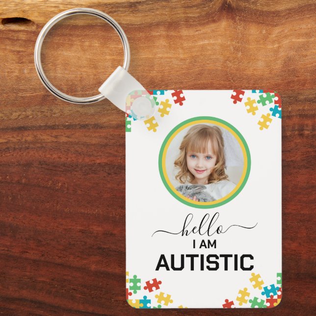 Porte-clés ID d'autisme Insigne d'alerte Médicale pour enfant (Recto)