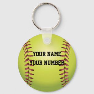 Porte-clés ID Porte - clé de softball Étiquette VOTRE NOM ET 